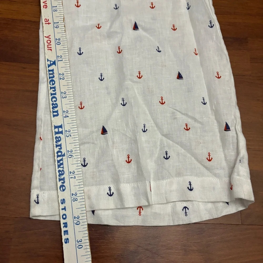 For Cynthia Beachwear 100% Linen Wide Leg Pants White Nautical Boho Size Medium - Picture 9 of 12
